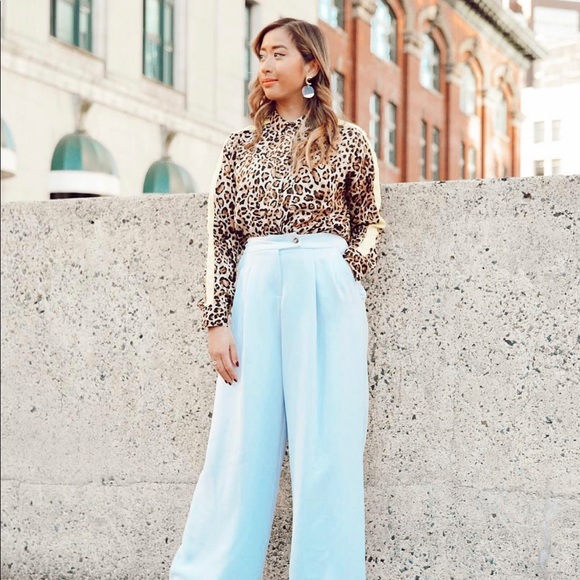 Powder Blue Wide Legged Pants - Picture 2 of 5